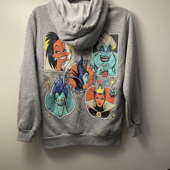 New With Tags Women’s Disney Villains Gray Graphic Hoodie XXS - Picture 5 of 7